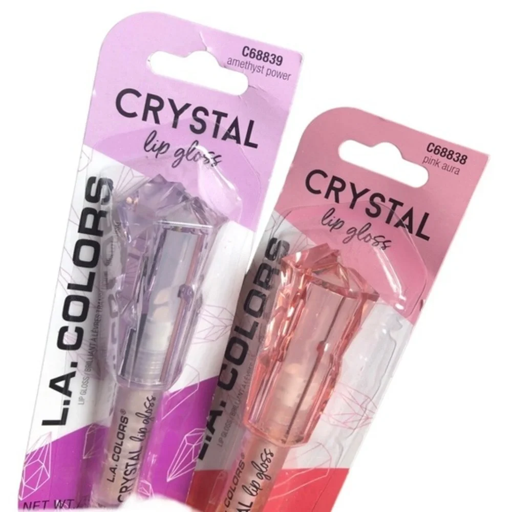 2pack crystal lipgloss in amethyst power and pink aura new